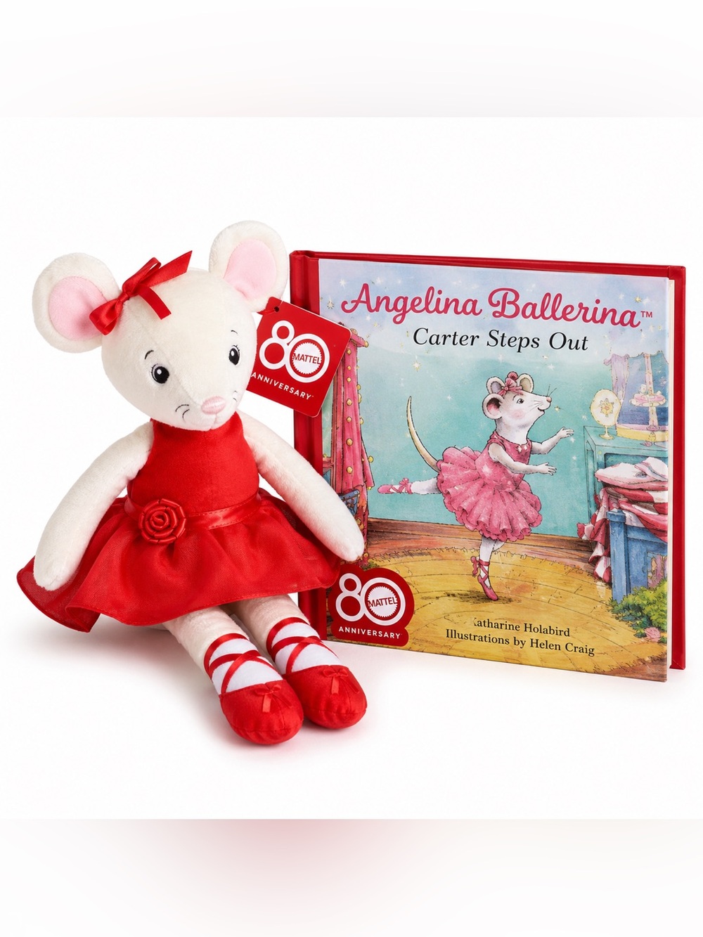 Angelina Ballerina Plush & Hardcover Book Gift Set NWT Mattel 80th Anniversary